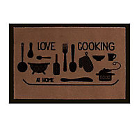 Paillasson taupe 50 x 75 cm Love Cooking