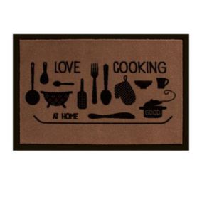 Paillasson taupe 50 x 75 cm Love Cooking