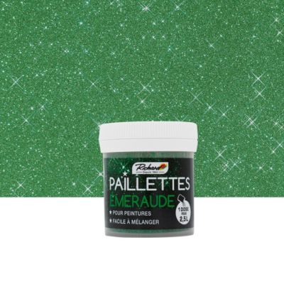 Paillettes Émeraude Richard 30g additif décoratif pour peinture, vernis et cire