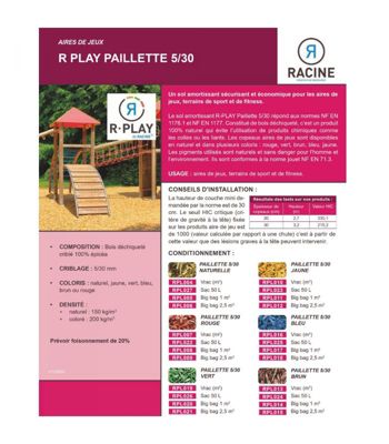 Paillis couleur ROUGE aire de jeux R Play 5/30mm  sac 50 l - RPL022