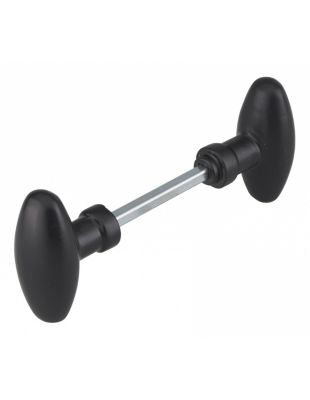 Paire de boutons ovoïdes pour porte d'entrée, carré 6x90mm, 1 portée, noir - THIRARD