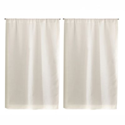 Paire de Petits rideaux  Unis en Etamine (70x160 cm - Beige)