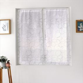 Paire de petits voilages brodés de sphères (60x120 cm - Gris Galet)