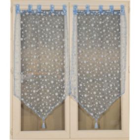 Paire de petits voilages à bulles argentées (2x60x120 cm - Bleu)