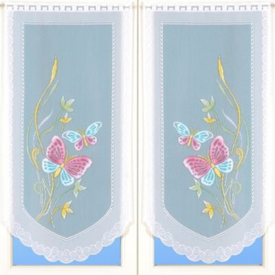 Rideau Voilage Cuisine Motif Cerises - Blanc, Polyester, 128x65 Cm, Côté Gauche