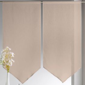 Paire de petits voilages Etamine bas en pointe (60x130cm - Beige)