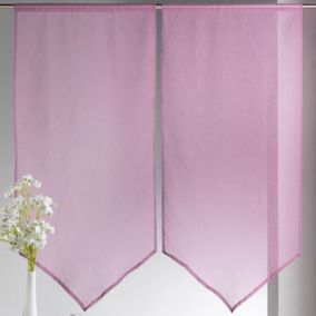 Paire de petits voilages Etamine bas en pointe (60x130cm - Lilas)