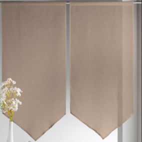 Paire de petits voilages Etamine bas en pointe (60x130cm - Taupe)