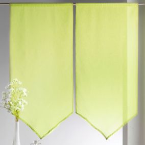 Paire de petits voilages Etamine bas en pointe (60x130cm - Vert clair)