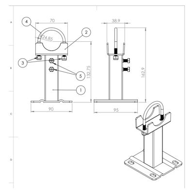 Paire de pieds pour radiateur tubulaire diam 40- support radiateur