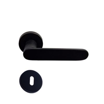 Paire de Poignées "A JOE" KLOSE besser sur Rosaces Rondes ALUMINIUM Noire - Trou petite clé