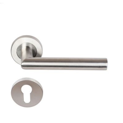 Paire de Poignées de porte sur Rosaces Rondes " Elsa Angle Vif " inox 304 KLOSE BESSER - +1 Paire de rosaces cylindre