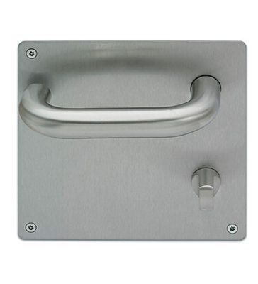 Paire de poignées sur plaque acier carrée avec bouton condamnation et voyant pour toilette PMR Bricard Taille - Droit