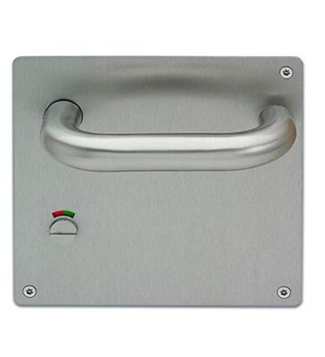 Paire de poignées sur plaque acier carrée avec bouton condamnation et voyant pour toilette PMR Bricard Taille - Droit