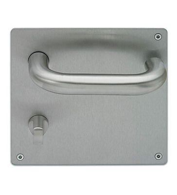 Paire de poignées sur plaque acier carrée avec bouton condamnation et voyant pour toilette PMR Bricard Taille - Gauche
