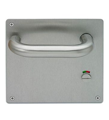 Paire de poignées sur plaque acier carrée avec bouton condamnation et voyant pour toilette PMR Bricard Taille - Gauche