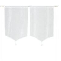 Paire de rideau vitrage Pompon blanc l.60 x H.90 cm