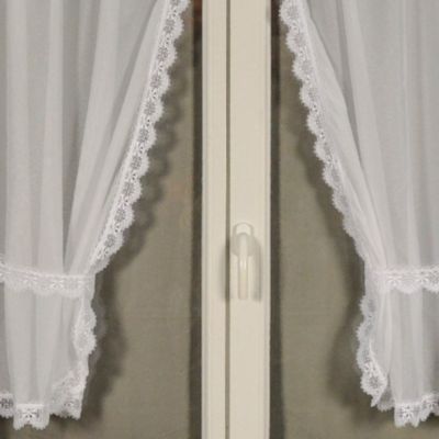 Paire de rideaux bonne femme à bord macramé (95x220 cm - Blanc)