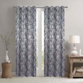 Paire de rideaux jacquard tissé abstrait avec relief (140x260 cm - Gris anthracite)