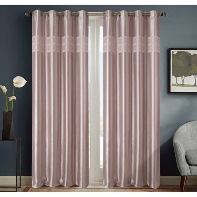 Paire de rideaux occultants style marbre (140x260 cm - Rose Clair)