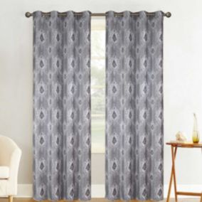 Paire de rideaux tamisants baroque (140x260 cm - Gris clair)