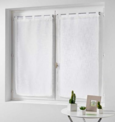 Paire de rideaux voilages  - Effet lin (60x120 cm - Blanc)