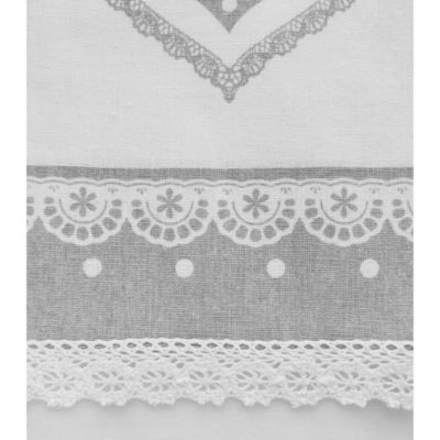 Paire de Stores Étamine Cœurs 60x90 cm - Blanc/Gris - Prêts à Poser