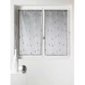 Paire de vitrage Organza et Jacquard à motifs gouttes (60x120 cm - Gris clair)