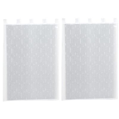 Paire de vitrage tamisant étamine à pattes effet fils coupés blanc L.200 x l.90cm Dylrev
