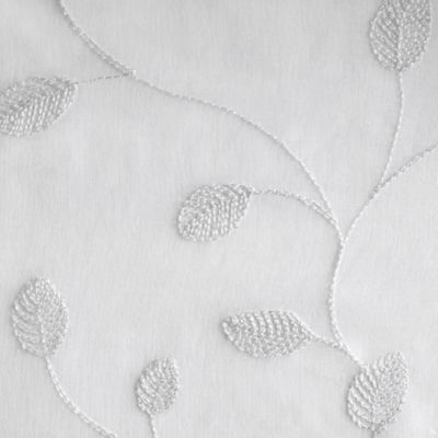 Paire de vitrage tamisant étamine passe-tringle broderie feuilles blanc L.90 x l.60cm Dylrev
