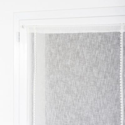 Paire de vitrage tamisant uni avec bande de petits cœurs passe-tringle Mélodie blanc L.90 x l.45cm Rocle