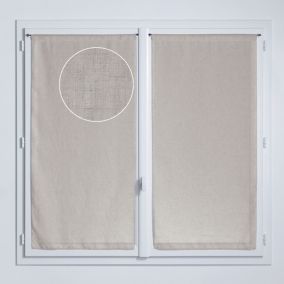 Paire de vitrage tamisant uni poly-lin passe-tringle Gabin beige lin L.120 x l.60cm Rocle