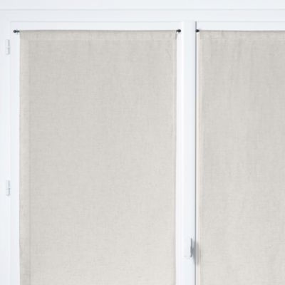 Paire de vitrage tamisant uni poly-lin passe-tringle Gabin beige lin L.120 x l.60cm Rocle