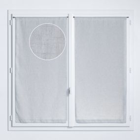 Paire de vitrage tamisant uni poly-lin passe-tringle Gabin gris L.90 x l.45cm Rocle