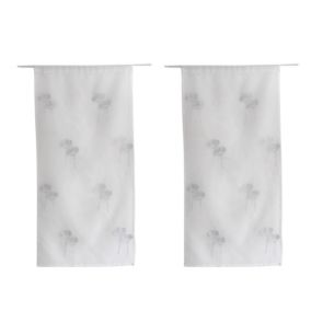 Paire de vitrages brodés de fleurs (60x120 cm - Blanc)