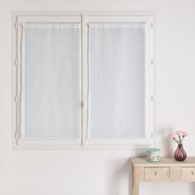 Paire de vitrages droits en fils flammés (60x120 cm - Blanc)