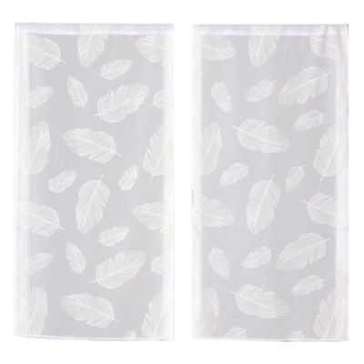 Paire de voilage tamisant étamine passe-tringle imprimé gomme blanc L.160 x l.60cm Dylrev
