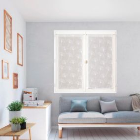 Paire de voilages brodés feuilles ginkgo 60x120cm - Blanc - Prêts à poser avec finition passe-tringle