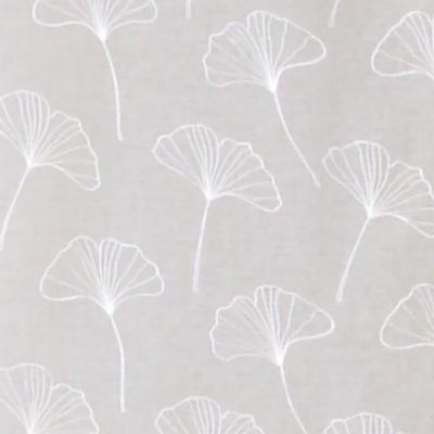 Paire de voilages brodés feuilles ginkgo 60x120cm - Blanc - Prêts à poser avec finition passe-tringle