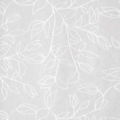 Paire de voilages brodés feuilles pour fenêtres, 60x90cm, blanc, prêts à poser.