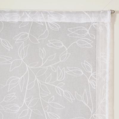 Paire de voilages brodés feuilles pour fenêtres, 60x90cm, blanc, prêts à poser.