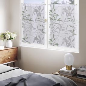 Paire de Voilages Dévoré Feuilles de Bambou 60x90cm en Vert - Finition Prête à Poser