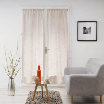 Paire de voilages droits passe-tringle 2 x 70 x 200 cm Effet lin tissé Milza Beige