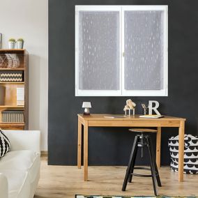 Paire de voilages en polyester avec impression métallique, 60x90cm, gris, prêts à poser