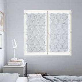 Paire de Voilages Imprimé Cercle 60x160cm Gris pour Décoration Intérieure