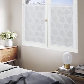 Paire de Voilages Imprimés Cercle 60x120cm - Décoration Élégante en Blanc