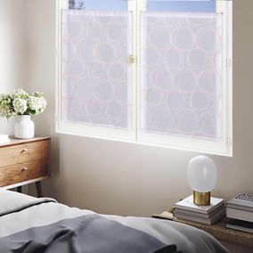 Paire de Voilages Imprimés Cercle Corail 60x160 cm avec Finition Passe-Tringle
