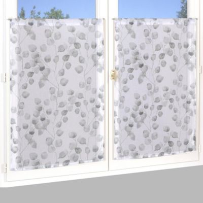 Paire de Voilages Imprimés Feuilles 60x120cm - Finition Passe-Tringle en Perle
