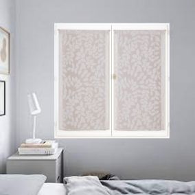 Paire de Voilages Imprimés Feuilles 60x120cm - Finition Passe-Tringle Galet