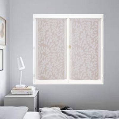 Paire de voilages imprimés feuilles 60x160cm - Finition passe-tringle en galet
